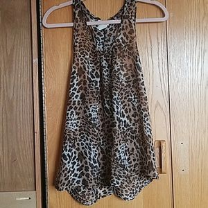 Sheer leopard print tank top